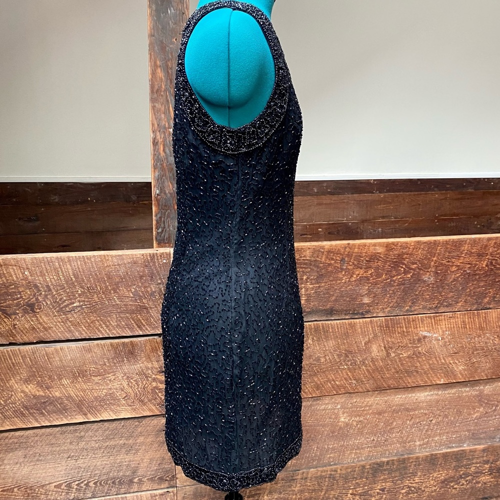 ✨HP✨ Vintage Laurence Kazar Beaded Silk Cocktail Dress - Picture 6 of 14